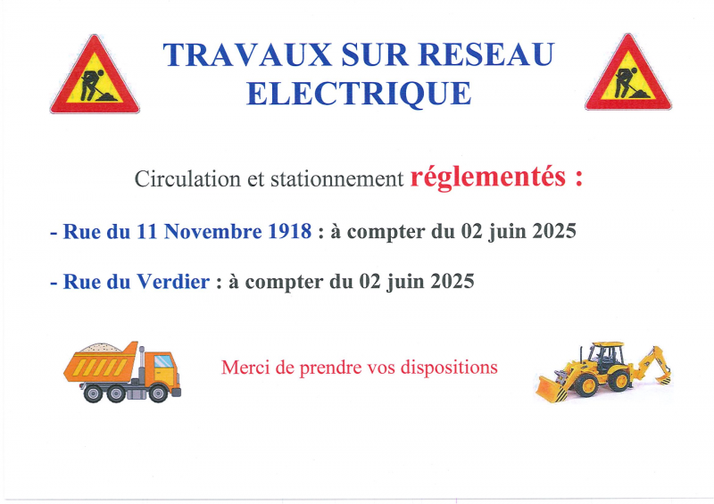affiche travaux électriques 2025